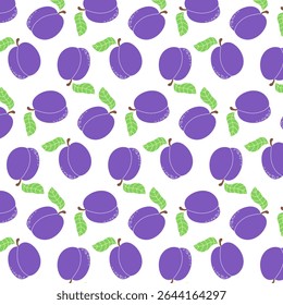 Patrón sin fisuras de la fruta de ciruela. Fondo rosa de la fruta. Ilustraciones vectoriales