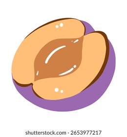 Plum hand drawn clean colorful illustration perfect for summer fruit designs, market, dessert gifts, greeting cards, print, textile