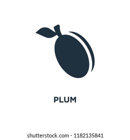 Plum icon. Black filled vector illustration. Plum symbol on white background. Can be used in web and mobile.