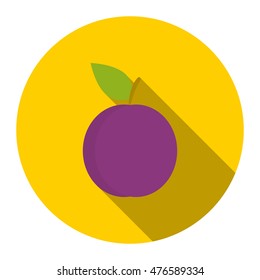 Plum icon cartoon. Single fruit icon.
