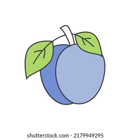 Plum icon in color, isolated on white background 