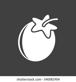 Plum icon flat. Vector white illustration isolated on black background. Flat symbol