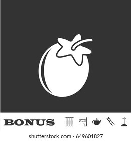Plum icon flat. White pictogram on black background. Vector illustration symbol and bonus icons