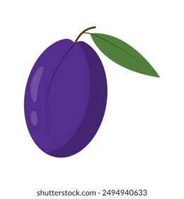 Plum icon isolated on white background. Flat vector illustration.