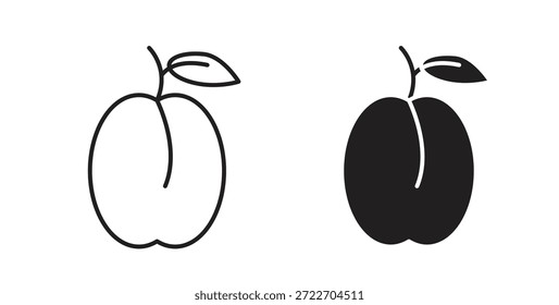 Icono de ciruela Ilustración vectorial aislada. Pictograma de Vector para Web y App