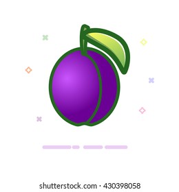 Plum icon. Logo. Vector illustration.
 