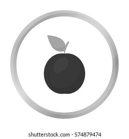 Plum icon monochrome. Singe fruit icon.