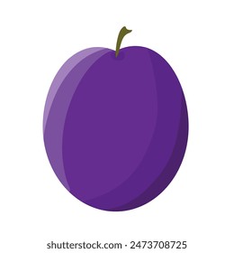 Plum icon on white background. Illustration in the flat style