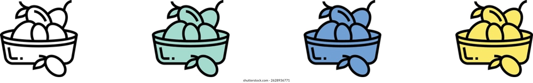 plum icon. Outline, Green, Blue and Yellow Style Design Isolated On White Background