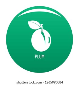 Plum icon. Simple illustration of plum vector icon for any design green