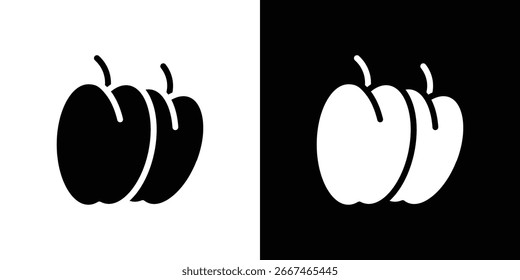 Plum icon symbol collection. Flat vector stock illustration.