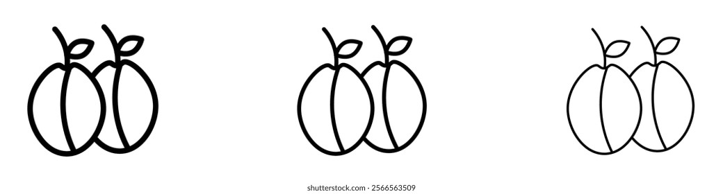 Plum icon in tree different line stroke sizes.