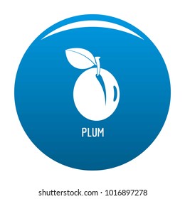 Plum icon vector blue circle isolated on white background 