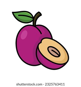 plantilla de diseño vectorial de icono de ciruela en fondo blanco