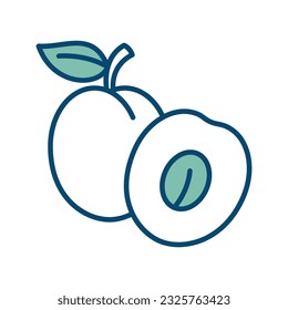 plantilla de diseño vectorial de icono de ciruela en fondo blanco