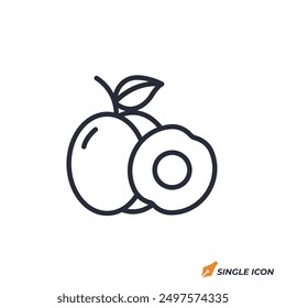 Ilustración vectorial de icono de ciruela. Símbolo de ciruela aislado en el fondo blanco