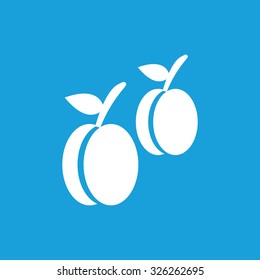 Plum icon, white simple image isolated on blue background