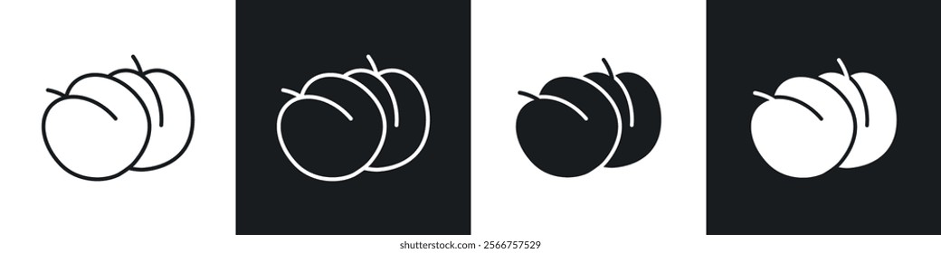 Plum icons in Thin line black color. flat simple vector symbols illustration.
