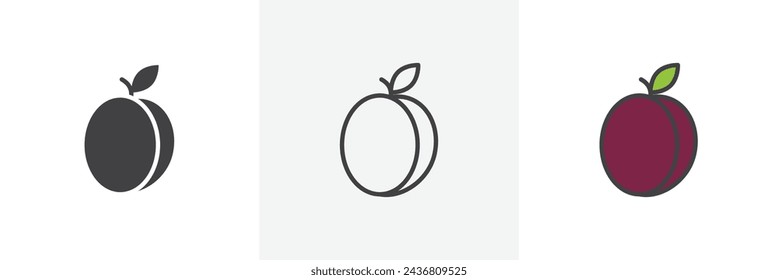 Plum Isolated Line Icon Style Design. Simple Vector Illustration