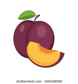 plum isolated on white background. Vector illustration. Eps 10.