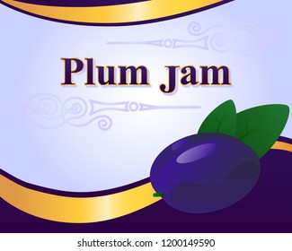 Plum jam label design template