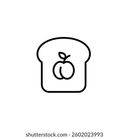 Plum jam on toasted bread. Breakfast sandwich with sweet marmalade. Pixel perfect, editable stroke vector icon