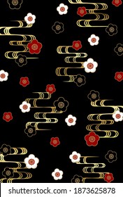 Plum Japanese pattern New Year's card background
