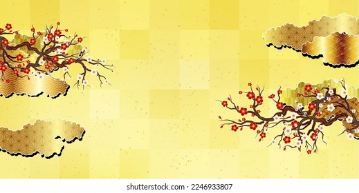 Plum Patrón japonés fondo de papel japonés