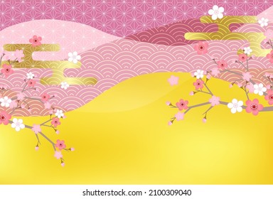 Fondo del resorte del patrón japonés del plumón