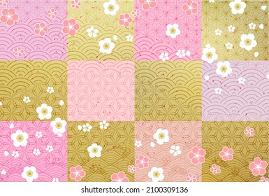 Plum Japanese pattern spring background 