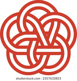 Plum Knot Mizuhiki Vector Illustration (paper strings tied around a wrapped gift)
