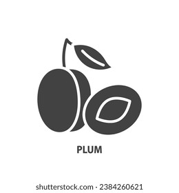 Pluma con icono de glifo hoja. Símbolo de fruta. Ilustración vectorial.