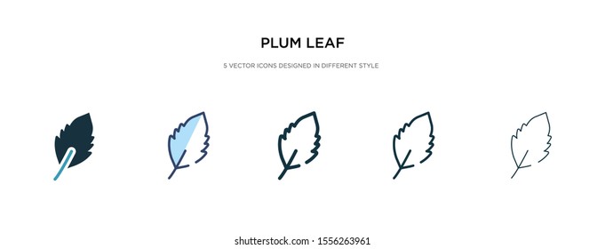 plum leaf icon in different style vector illustration. two colored and black plum leaf vector icons designed in filled, outline, line and stroke style can be used for web, mobile, ui