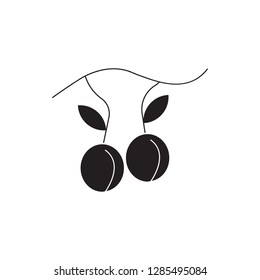 Plum with leaf icon. Element of Fruit for mobile concept and web apps icon. Glyph, flat icon for website design and development, app development