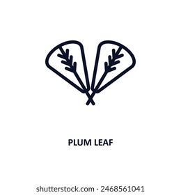 plum leaf icon. Thin line plum leaf icon from nature collection. Outline vector isolated on white background. Editable plum leaf symbol can be used web and mobile