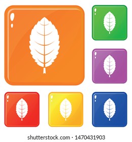 Plum leaf icons set collection vector 6 color isolated on white background