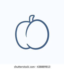 Plum con icono de esbozo vectorial de hoja aislado en el fondo. Dibujar a mano Pluma con icono de hoja. Plum con el icono de esbozo de hoja para infografía, sitio web o aplicación.