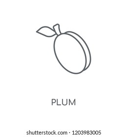 Plum linear icon. Plum concept stroke symbol design. Thin graphic elements vector illustration, outline pattern on a white background, eps 10.
