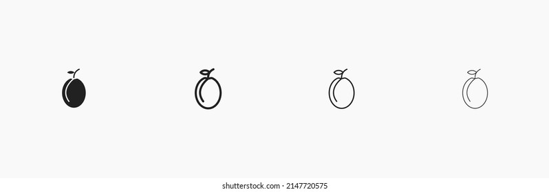 Plum linear vector illustration. Plum fruit vector icon
