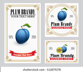 Plum liquor retro style label