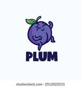 Plum Logo Character Vector illustration Mascot cartoon and cute style design