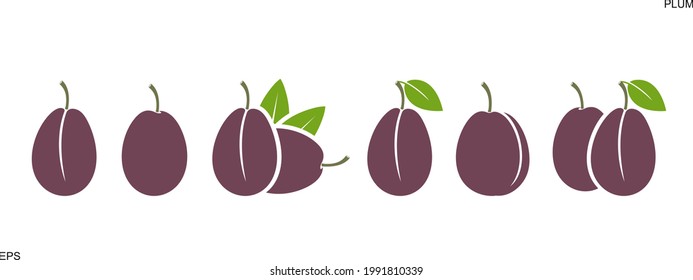 Plum logo. Isolated plum on white background
