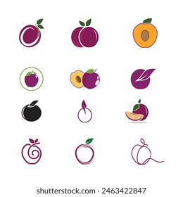 Símbolo y Plantilla de Vector con logotipo de ciruela