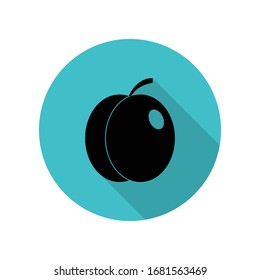 Plum long shadow icon. Simple glyph, flat vector of web icons for ui and ux, website or mobile application