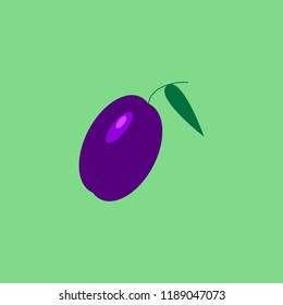 Plum on the light green background