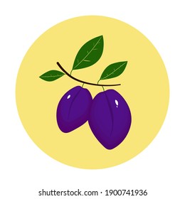 plum on a twig. vector graphics