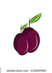 Plum on white background