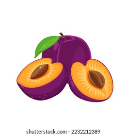 Plum on a white background isolated. Vector eps 10. perfect for wallpaper or design elements