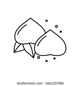 Pflaumen, Bio, Fruchtsymbol. Einfache Zeile, Umriss-Vektorillustration Chinesische Neujahrssymbole für i und ux, Website oder mobile Anwendungen