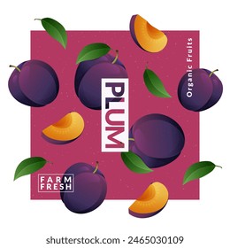 Plum packaging design templates. Modern style vector illustration.